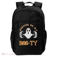 Funny Halloween Workout Gym Working On My Boo Ty Ghost Backpack thumb 0