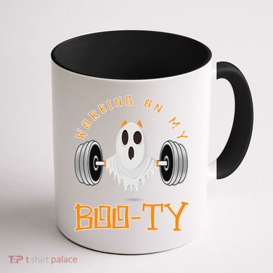 Funny Halloween Workout Gym Working On My Boo Ty Ghost Coffee Mug back