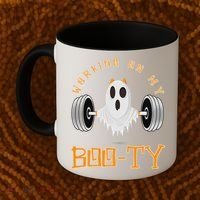 Funny Halloween Workout Gym Working On My Boo Ty Ghost Coffee Mug thumb 2