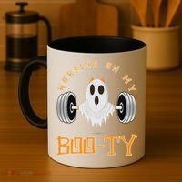 Funny Halloween Workout Gym Working On My Boo Ty Ghost Coffee Mug thumb 4