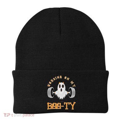 Funny Halloween Workout Gym Working On My Boo Ty Ghost Beanie