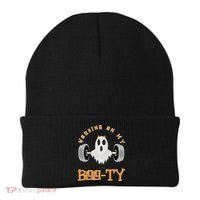 Funny Halloween Workout Gym Working On My Boo Ty Ghost Beanie thumb 0