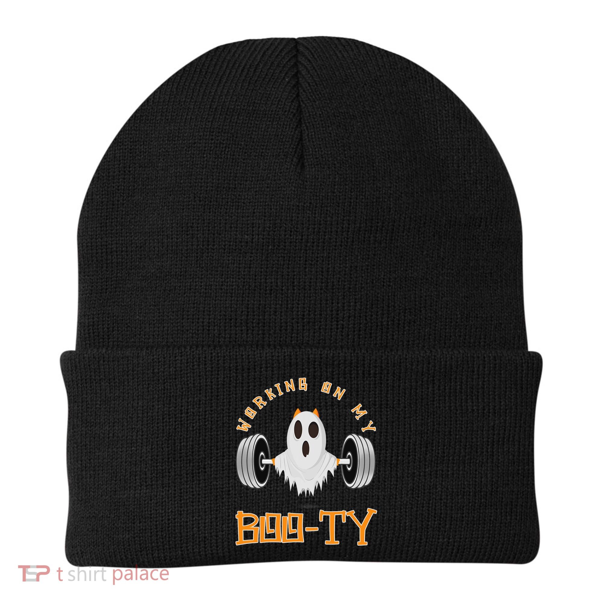 Funny Halloween Workout Gym Working On My Boo Ty Ghost Beanie