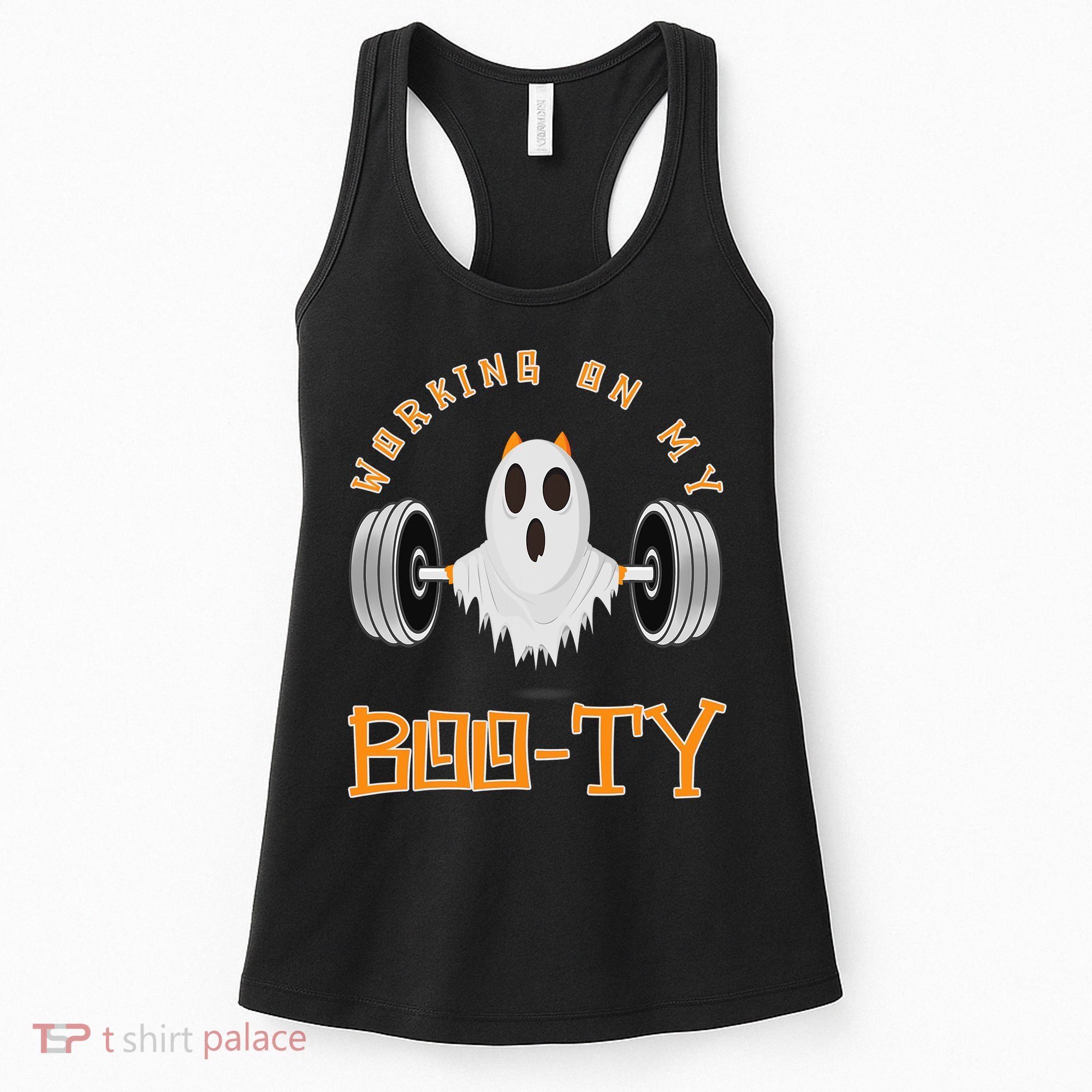 Funny Halloween Workout Gym Working On My Boo Ty Ghost Women's Tank Top