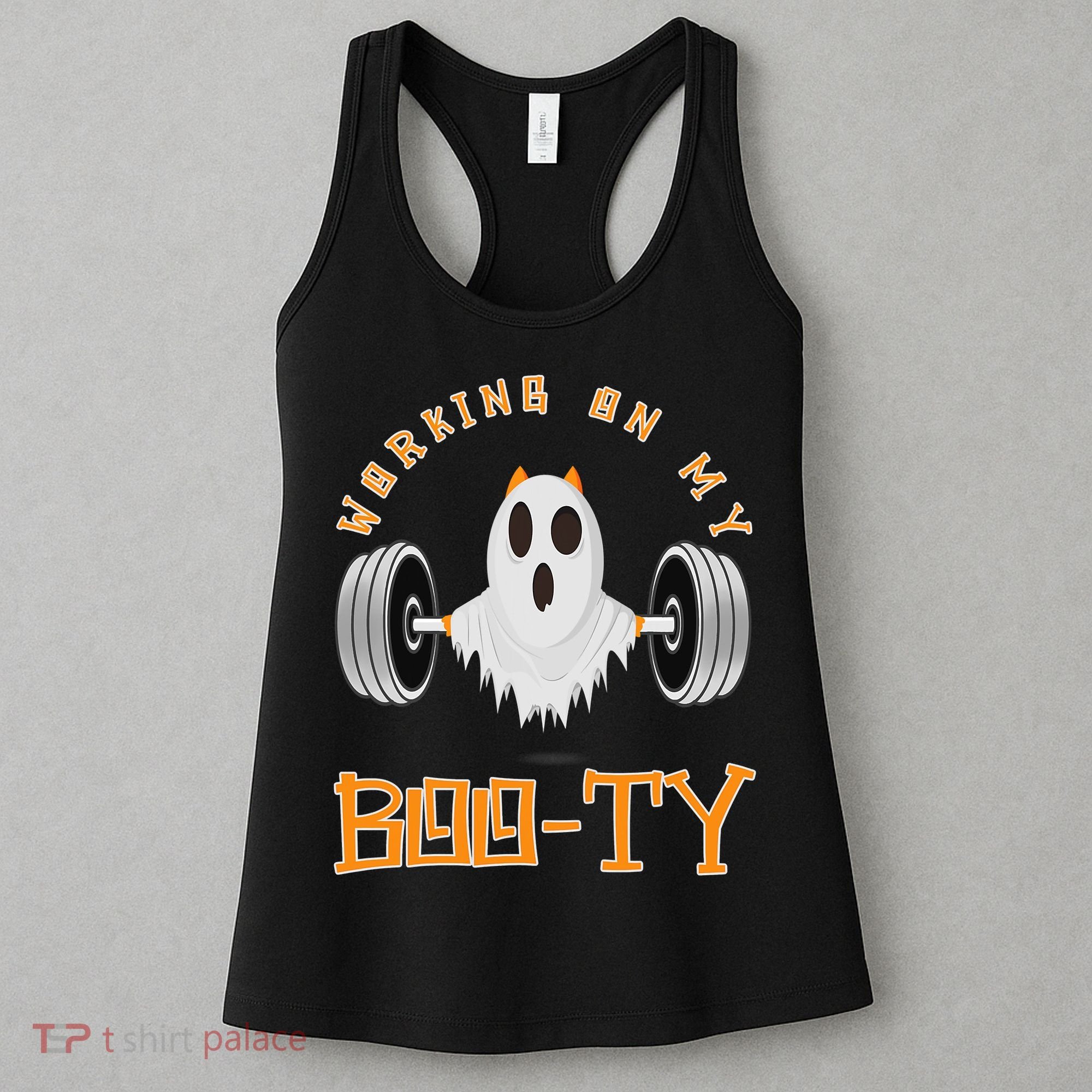 Funny Halloween Workout Gym Working On My Boo Ty Ghost Women's Tank Top