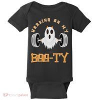 Funny Halloween Workout Gym Working On My Boo Ty Ghost Baby Bodysuit thumb 0