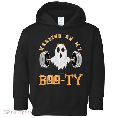 Funny Halloween Workout Gym Working On My Boo Ty Ghost Toddler Hoodie