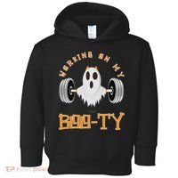 Funny Halloween Workout Gym Working On My Boo Ty Ghost Toddler Hoodie thumb 0