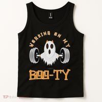 Funny Halloween Workout Gym Working On My Boo Ty Ghost Tank Top thumb 2