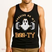 Funny Halloween Workout Gym Working On My Boo Ty Ghost Tank Top thumb 3