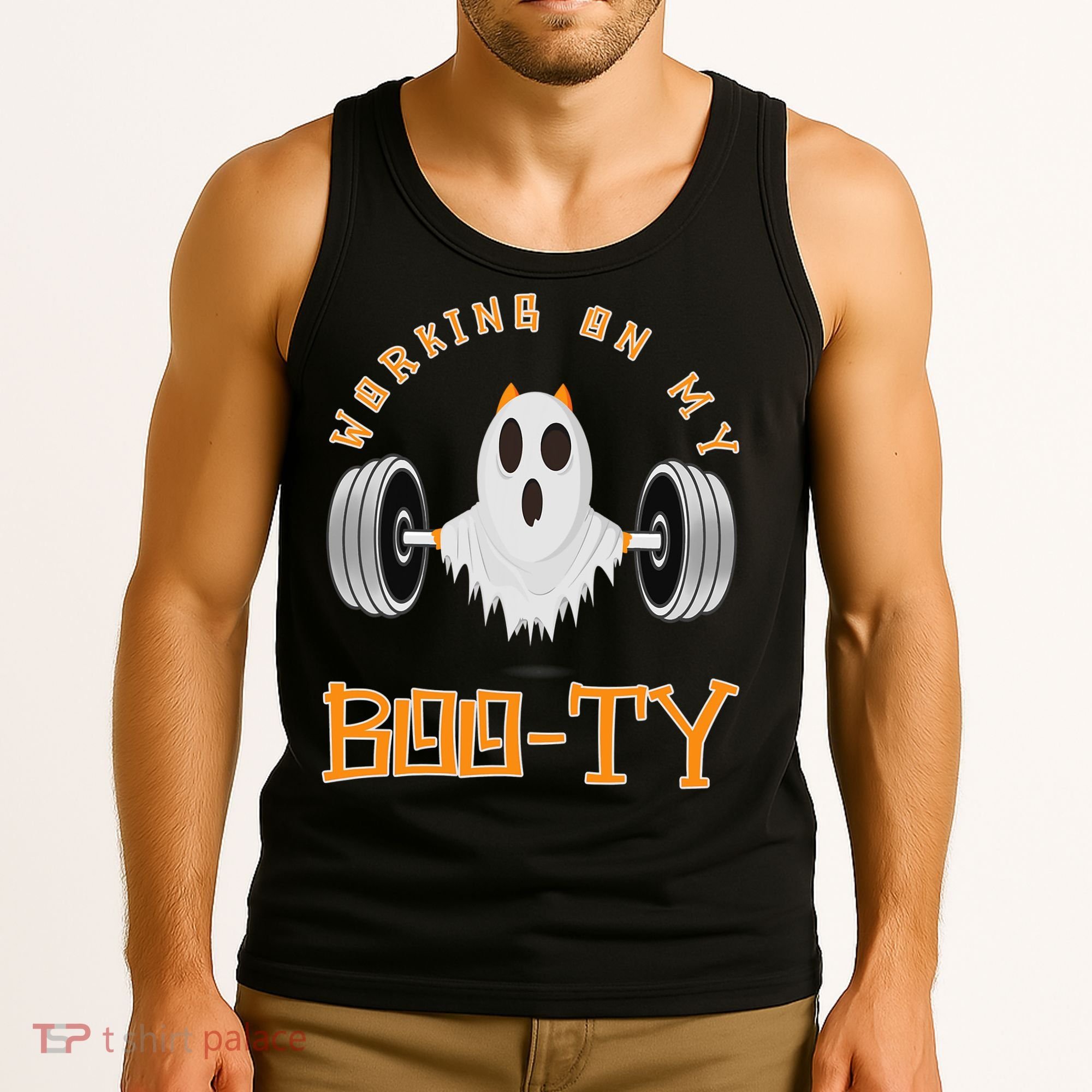 Funny Halloween Workout Gym Working On My Boo Ty Ghost Tank Top
