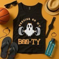 Funny Halloween Workout Gym Working On My Boo Ty Ghost Tank Top thumb 4