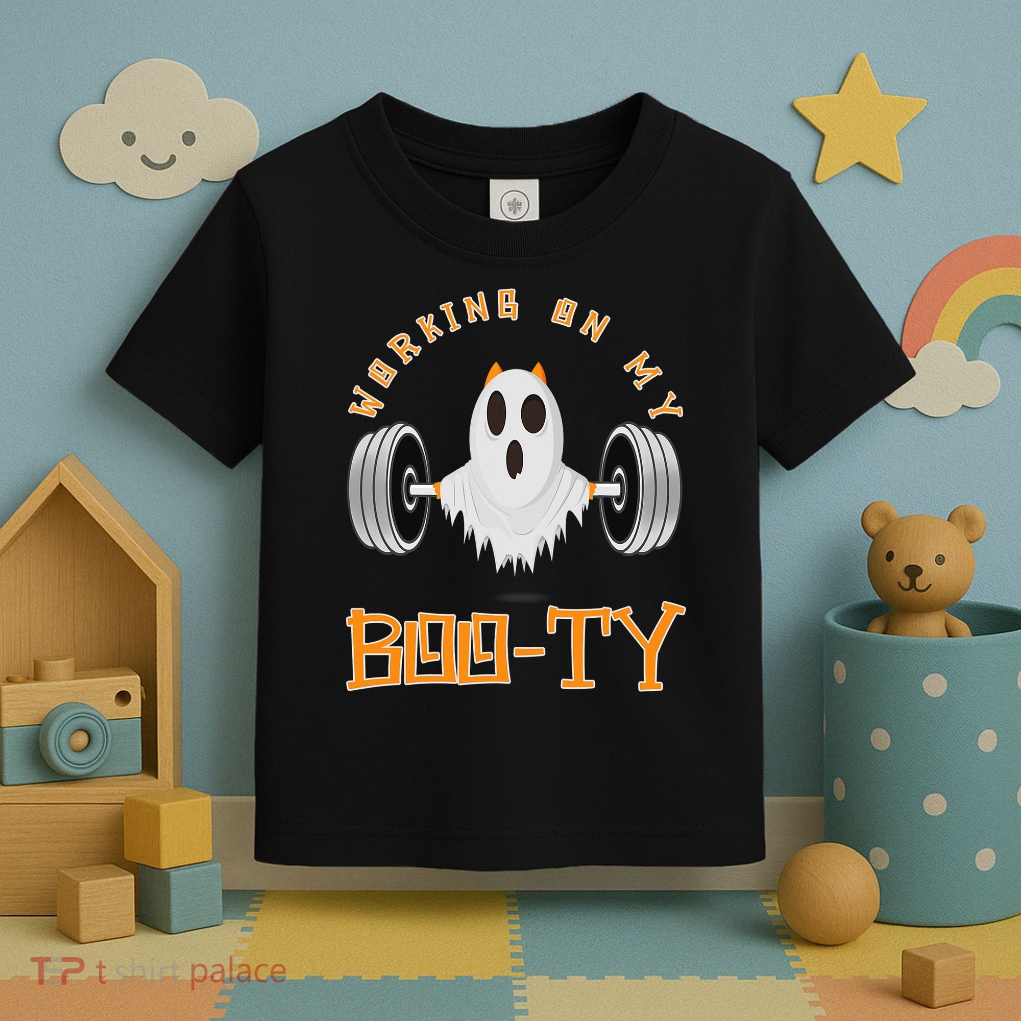 Funny Halloween Workout Gym Working On My Boo Ty Ghost Toddler T-Shirt