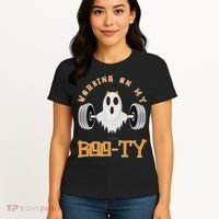 Funny Halloween Workout Gym Working On My Boo Ty Ghost Women's T-Shirt thumb 4
