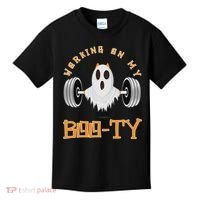 Funny Halloween Workout Gym Working On My Boo Ty Ghost Kids T-Shirt thumb 0