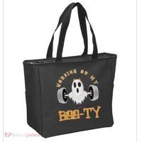 Funny Halloween Workout Gym Working On My Boo Ty Ghost Tote Bag thumb 2