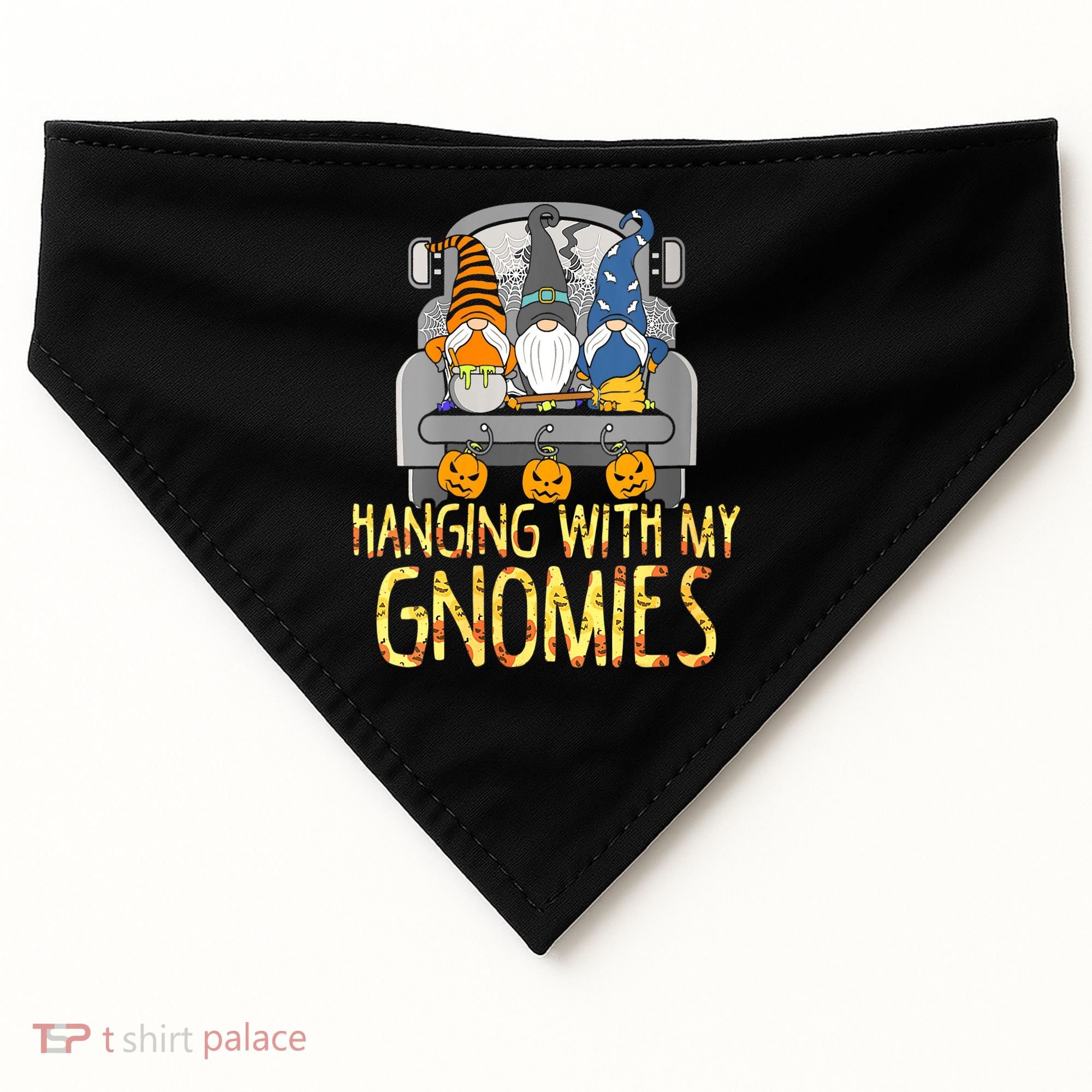 Funny Hanging With My Gnomies Halloween Gnome USA-Made Doggie Bandana
