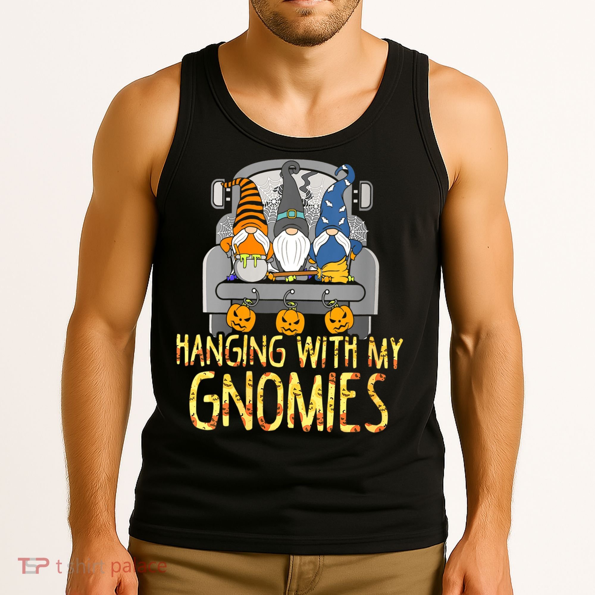 Funny Hanging With My Gnomies Halloween Gnome Tank Top
