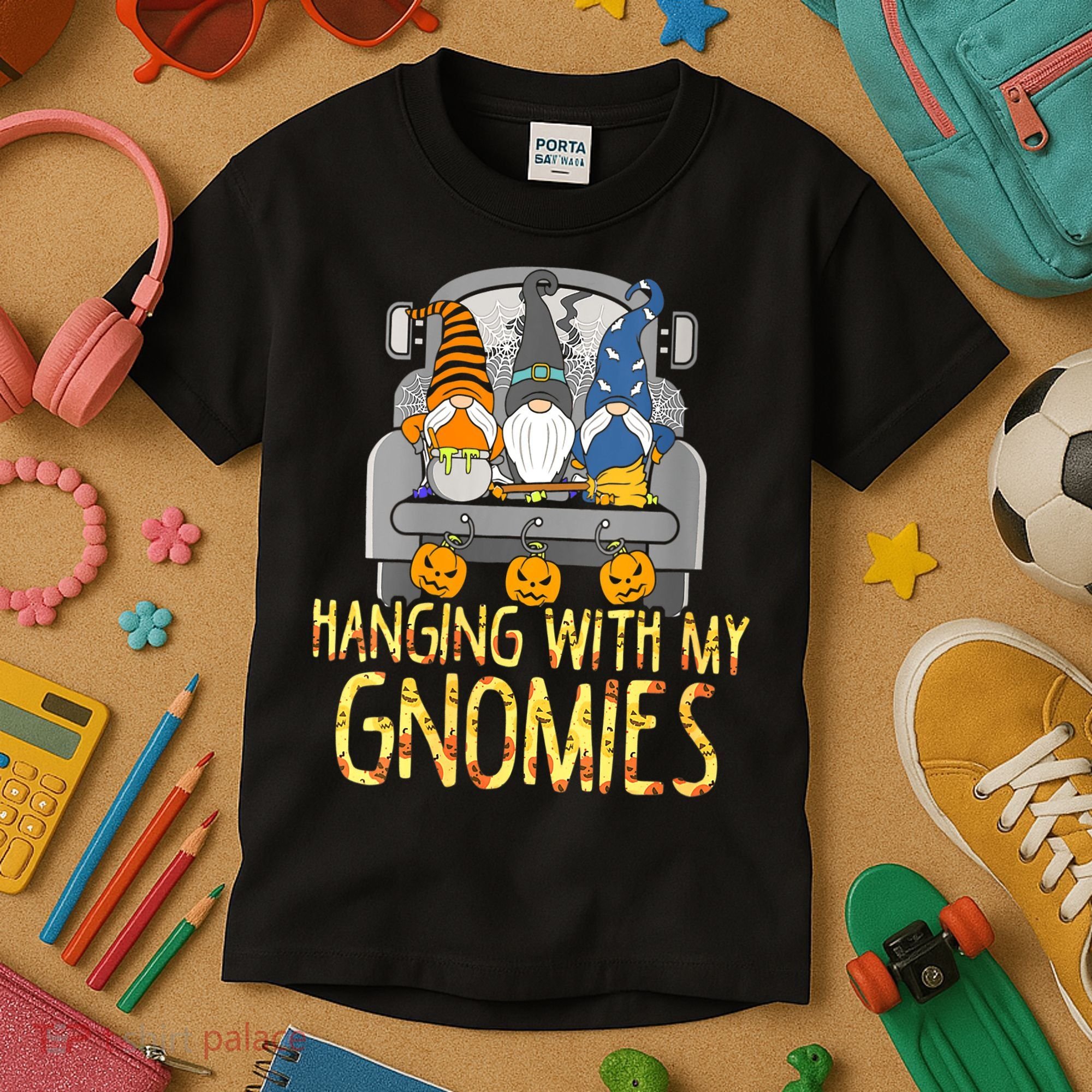 Funny Hanging With My Gnomies Halloween Gnome Kids T-Shirt