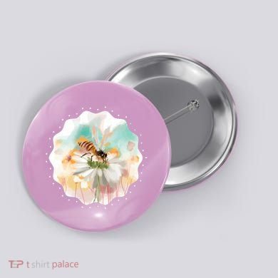 Flowers Honeybee Watercolor Button