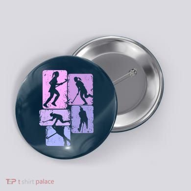 Field Hockey Wo Girl Button
