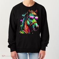 Funny Horse Wearing Sunglasses Abstract Art Women's Sweatshirt thumb 0