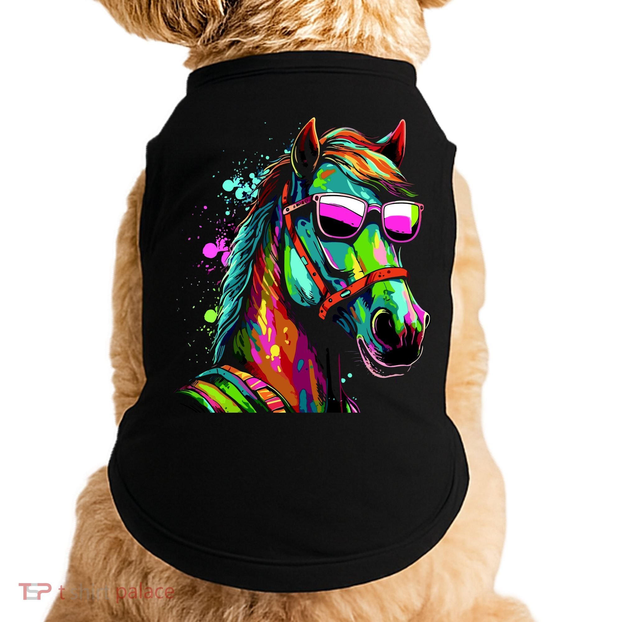 Funny Horse Wearing Sunglasses Abstract Art Doggie Tank