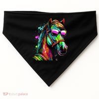 Funny Horse Wearing Sunglasses Abstract Art USA-Made Doggie Bandana thumb 0