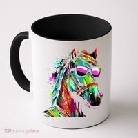 Funny Horse Wearing Sunglasses Abstract Art Coffee Mug thumb 0