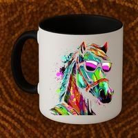 Funny Horse Wearing Sunglasses Abstract Art Coffee Mug thumb 2