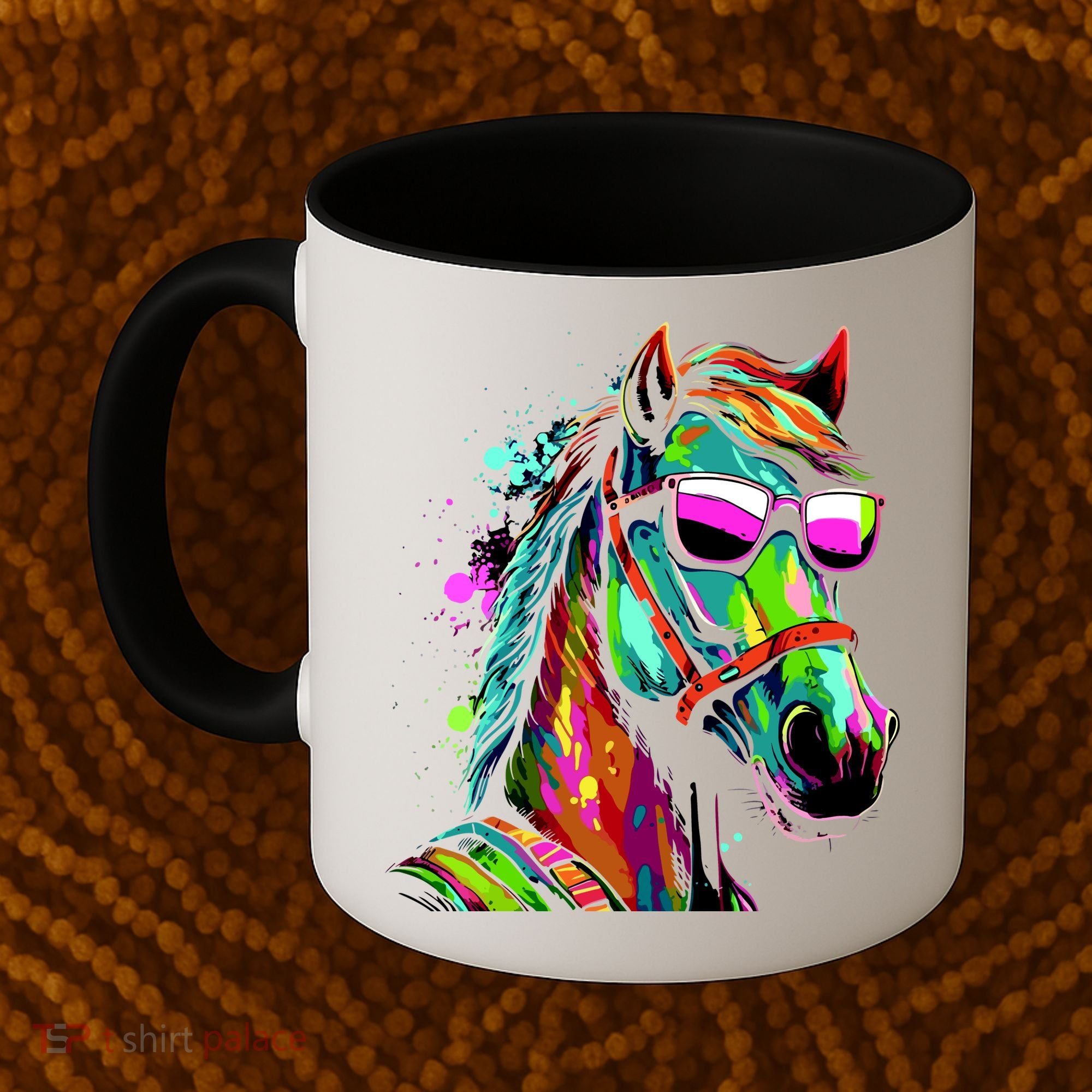 Funny Horse Wearing Sunglasses Abstract Art Coffee Mug