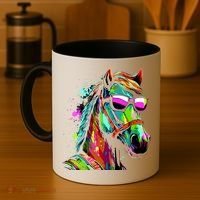 Funny Horse Wearing Sunglasses Abstract Art Coffee Mug thumb 4