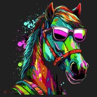 Funny Horse Wearing Sunglasses Abstract Art Beanie thumb 2