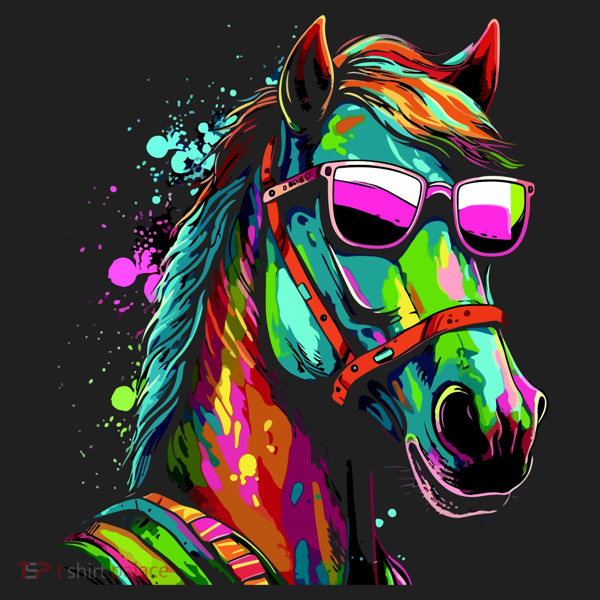 Funny Horse Wearing Sunglasses Abstract Art Beanie