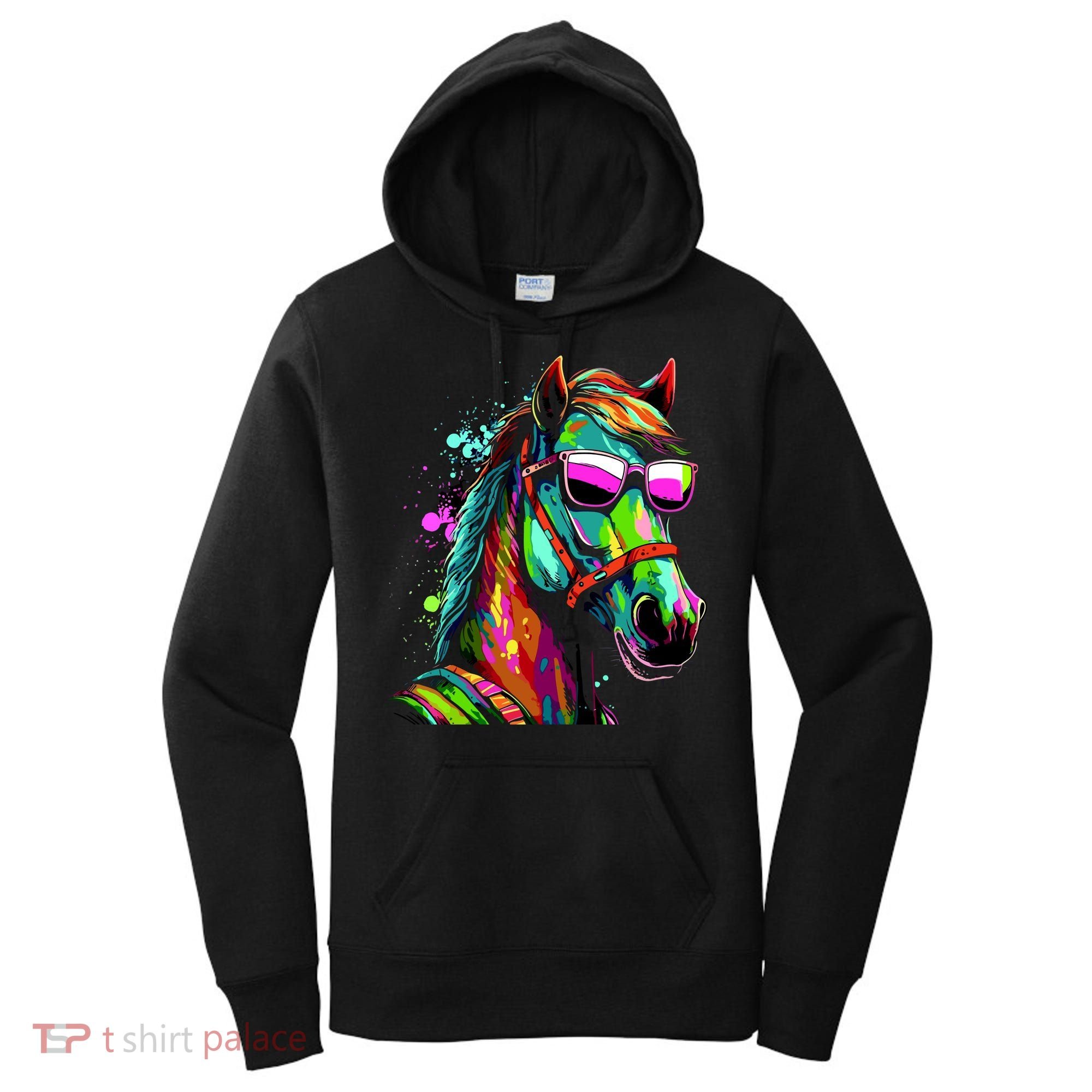 Funny Horse Wearing Sunglasses Abstract Art Women's Hoodie