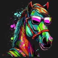 Funny Horse Wearing Sunglasses Abstract Art Women's Hoodie thumb 2