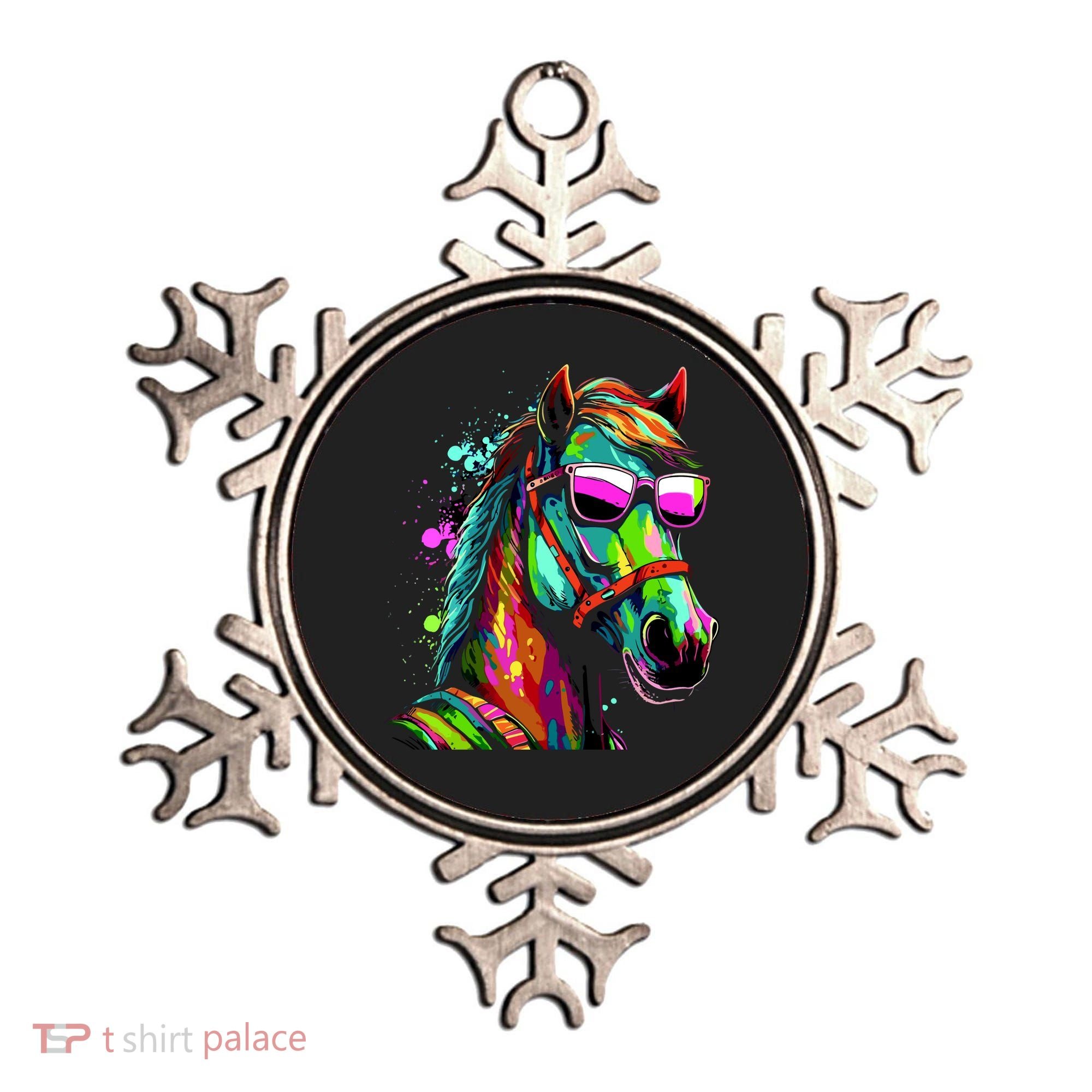 Funny Horse Wearing Sunglasses Abstract Art Ornament