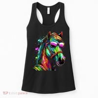 Funny Horse Wearing Sunglasses Abstract Art Women's Tank Top thumb 0
