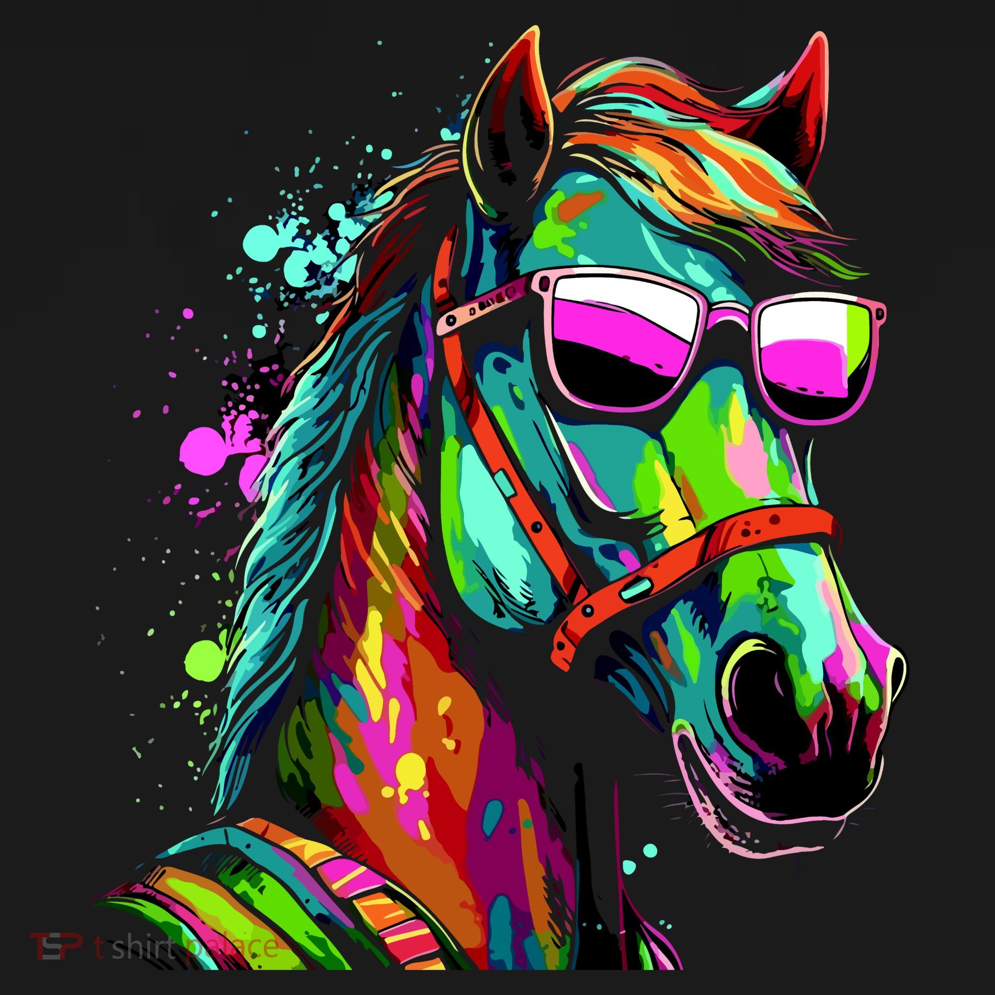 Funny Horse Wearing Sunglasses Abstract Art Women's Tank Top