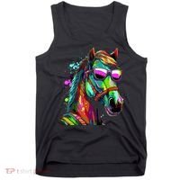 Funny Horse Wearing Sunglasses Abstract Art Tank Top thumb 0