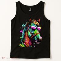 Funny Horse Wearing Sunglasses Abstract Art Tank Top thumb 2