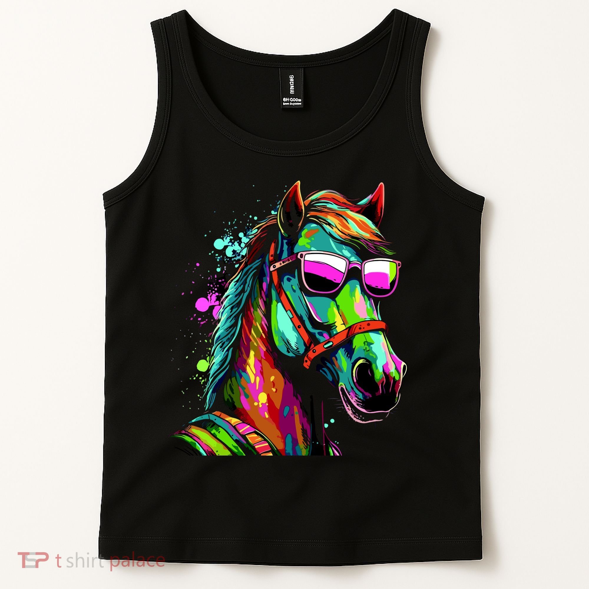 Funny Horse Wearing Sunglasses Abstract Art Tank Top