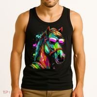Funny Horse Wearing Sunglasses Abstract Art Tank Top thumb 3