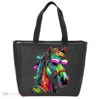 Funny Horse Wearing Sunglasses Abstract Art Tote Bag thumb 0