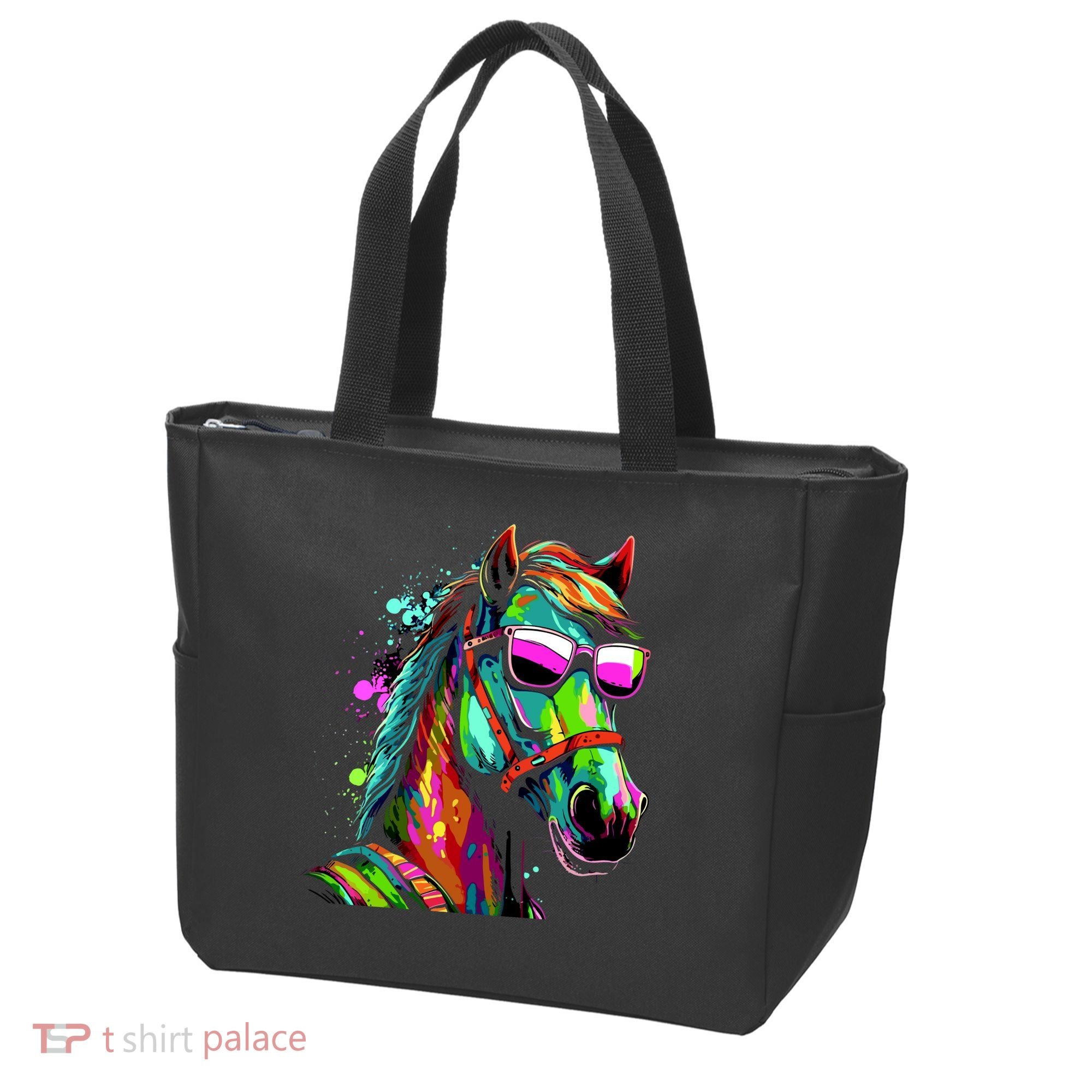 Funny Horse Wearing Sunglasses Abstract Art Tote Bag