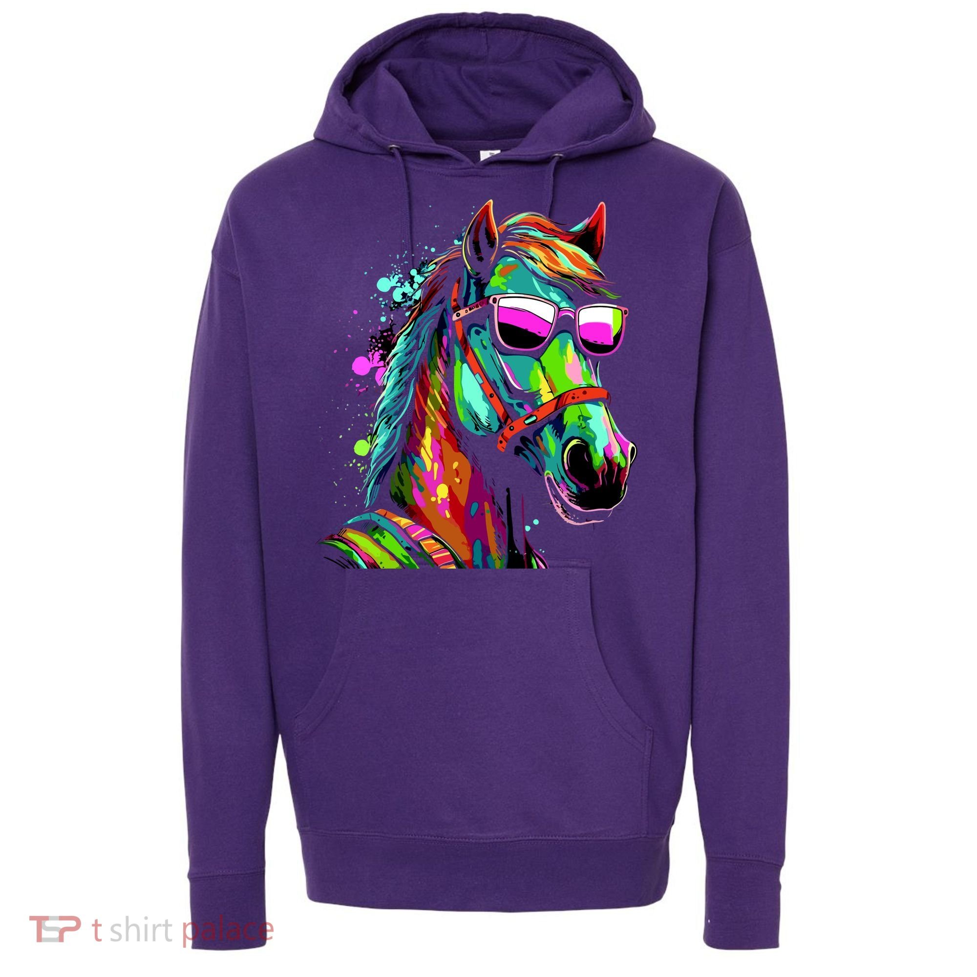 Funny Horse Wearing Sunglasses Abstract Art Hoodie