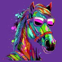 Funny Horse Wearing Sunglasses Abstract Art Long Sleeve Shirt thumb 2
