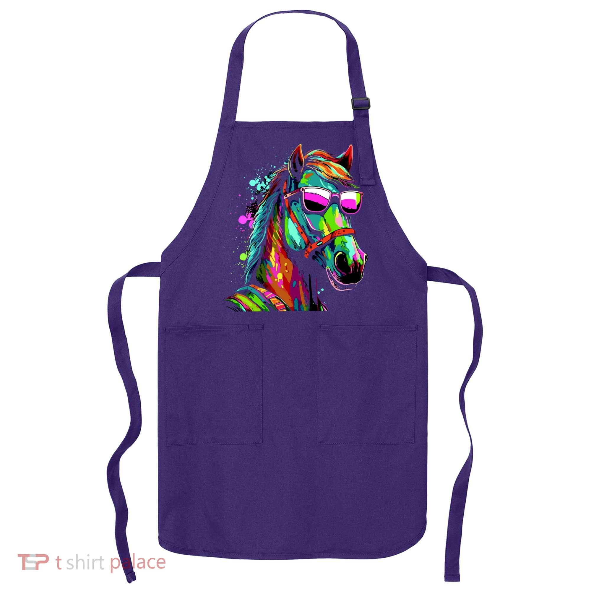 Funny Horse Wearing Sunglasses Abstract Art Apron