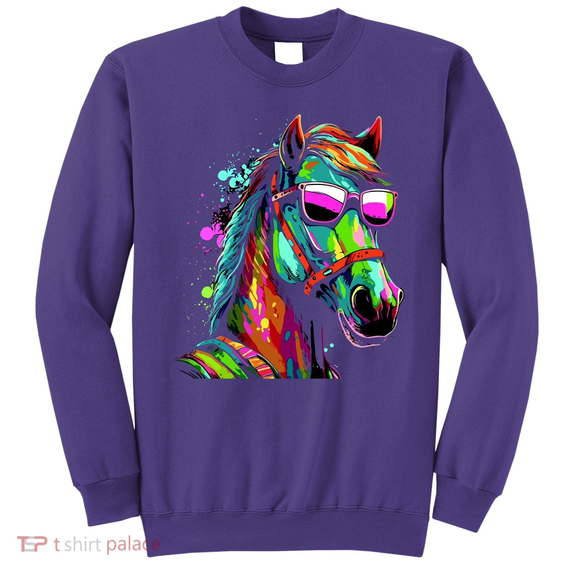 Funny Horse Wearing Sunglasses Abstract Art Sweatshirt