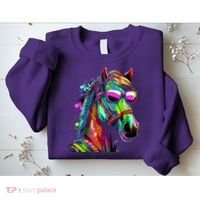 Funny Horse Wearing Sunglasses Abstract Art Sweatshirt thumb 2